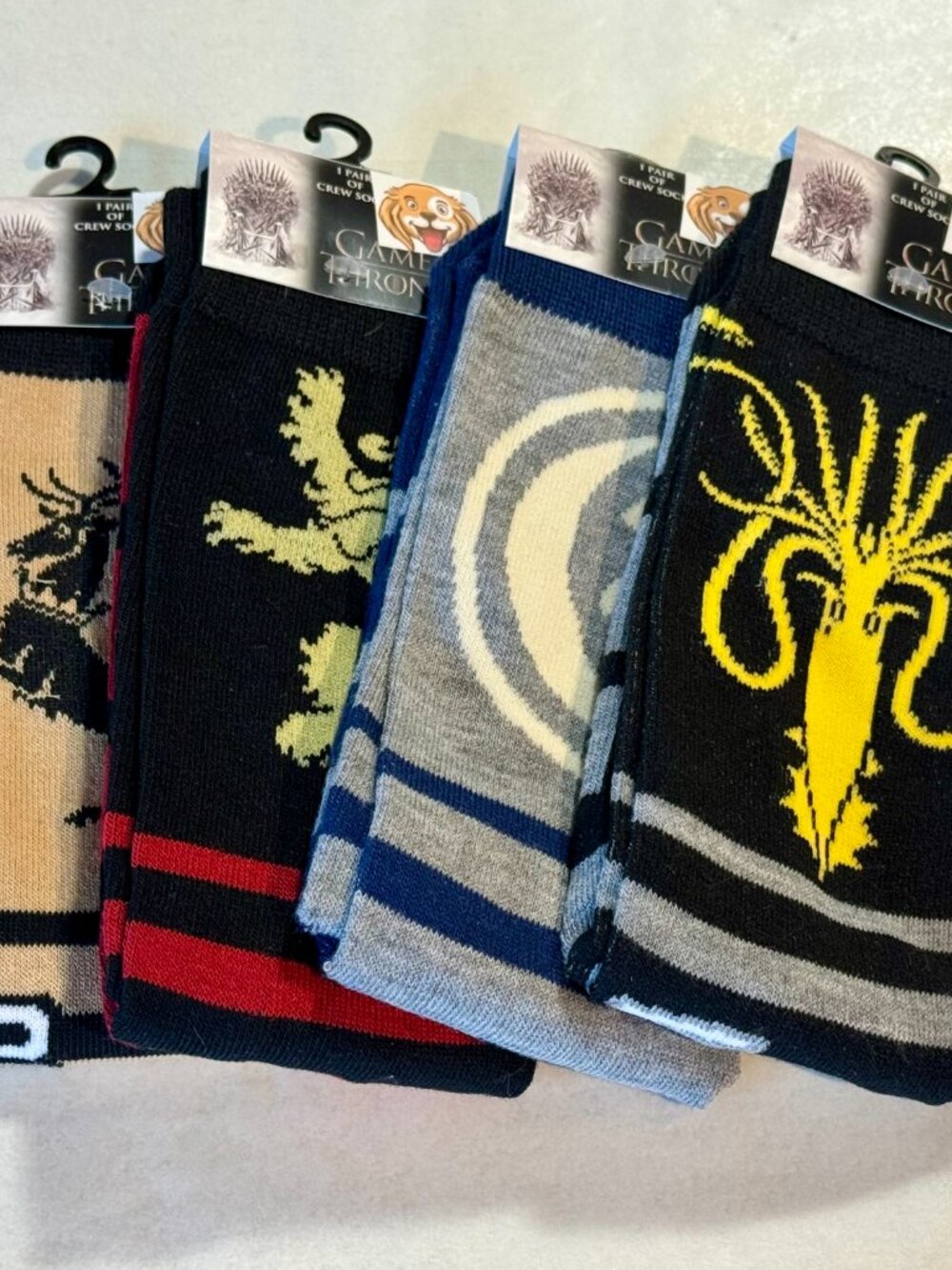 4 Pairs Game Of Thrones Novelty Crew Socks Size 6-12/13 OSFM